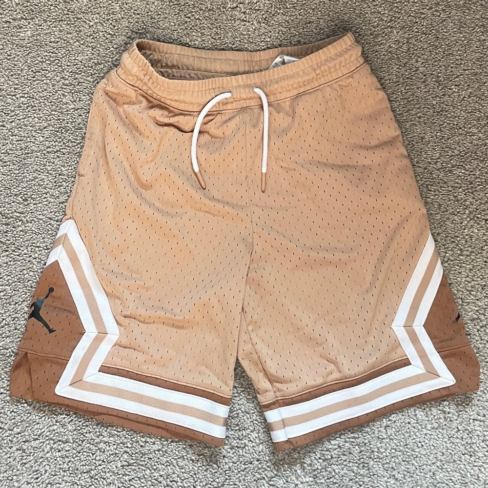 Jordan Kids Tan Mesh Shorts with White Stripes